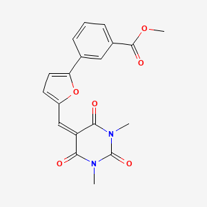 molecular formula C19H16N2O6 B6100453 methyl 3-{5-[(1,3-dimethyl-2,4,6-trioxotetrahydro-5(2H)-pyrimidinylidene)methyl]-2-furyl}benzoate 