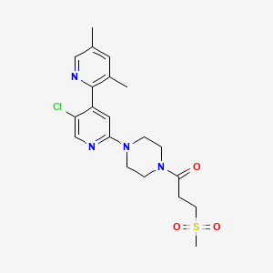 molecular formula C20H25ClN4O3S B610050 1-(4-(5-Chloro-4-(3,5-dimethylpyridin-2-yl)pyridin-2-yl)piperazin-1-yl)-3-(methylsulfonyl)propan-1-one CAS No. 1373615-35-0