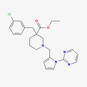 molecular formula C24H27ClN4O2 B6100506 ethyl 3-(3-chlorobenzyl)-1-{[1-(2-pyrimidinyl)-1H-pyrrol-2-yl]methyl}-3-piperidinecarboxylate 