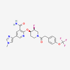 2-[(3S,4R)-3-fluoro-1-[2-[4-(trifluoromethoxy)phenyl]acetyl]piperidin-4-yl]oxy-5-(1-methylimidazol-4-yl)pyridine-3-carboxamide
