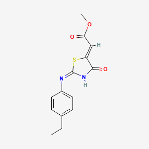 molecular formula C14H14N2O3S B6100541 METHYL 2-[(5Z)-2-[(4-ETHYLPHENYL)AMINO]-4-OXO-4,5-DIHYDRO-1,3-THIAZOL-5-YLIDENE]ACETATE 