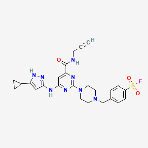 4-[(4-{4-[(3-Cyclopropyl-1h-Pyrazol-5-Yl)amino]-6-[(Prop-2-Yn-1-Yl)carbamoyl]pyrimidin-2-Yl}piperazin-1-Yl)methyl]benzene-1-Sulfonyl Fluoride