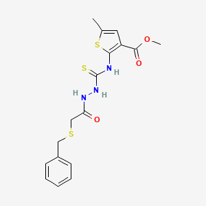 molecular formula C17H19N3O3S3 B6100602 methyl 2-[({2-[(benzylthio)acetyl]hydrazino}carbonothioyl)amino]-5-methyl-3-thiophenecarboxylate 