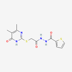 molecular formula C13H14N4O3S2 B6100622 N'-{2-[(4-hydroxy-5,6-dimethyl-2-pyrimidinyl)thio]acetyl}-2-thiophenecarbohydrazide 