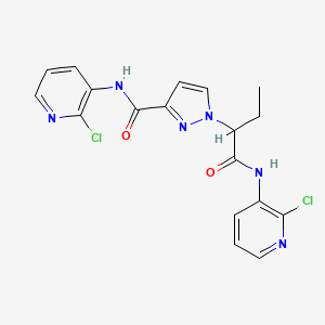 molecular formula C18H16Cl2N6O2 B6100640 N~3~-(2-CHLORO-3-PYRIDYL)-1-(1-{[(2-CHLORO-3-PYRIDYL)AMINO]CARBONYL}PROPYL)-1H-PYRAZOLE-3-CARBOXAMIDE 