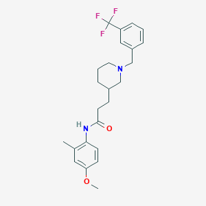 molecular formula C24H29F3N2O2 B6100648 N-(4-methoxy-2-methylphenyl)-3-{1-[3-(trifluoromethyl)benzyl]-3-piperidinyl}propanamide 