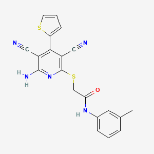 molecular formula C20H15N5OS2 B6100710 2-{[6-amino-3,5-dicyano-4-(thiophen-2-yl)pyridin-2-yl]sulfanyl}-N-(3-methylphenyl)acetamide CAS No. 328282-19-5