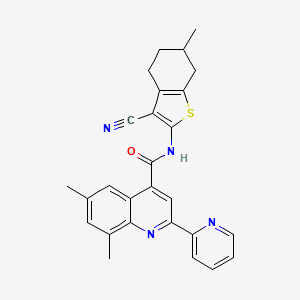 molecular formula C27H24N4OS B6100717 N-(3-cyano-6-methyl-4,5,6,7-tetrahydro-1-benzothien-2-yl)-6,8-dimethyl-2-(2-pyridinyl)-4-quinolinecarboxamide 