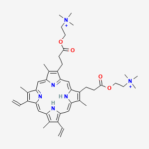 Ethanaminium, 2,2'-((7,12-diethenyl-3,8,13,17-tetramethyl-21H,23H-porphine-2,18-diyl)bis((1-oxo-3,1-propanediyl)oxy))bis(N,N,N-trimethyl-
