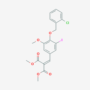 molecular formula C20H18ClIO6 B6100771 dimethyl {4-[(2-chlorobenzyl)oxy]-3-iodo-5-methoxybenzylidene}malonate 