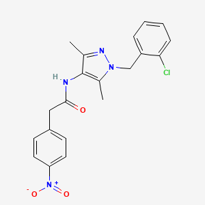 molecular formula C20H19ClN4O3 B6100774 N-[1-(2-chlorobenzyl)-3,5-dimethyl-1H-pyrazol-4-yl]-2-(4-nitrophenyl)acetamide 