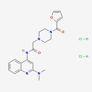 molecular formula C22H27Cl2N5O3 B6100812 N-[2-(dimethylamino)quinolin-4-yl]-2-[4-(furan-2-carbonyl)piperazin-1-yl]acetamide;dihydrochloride 