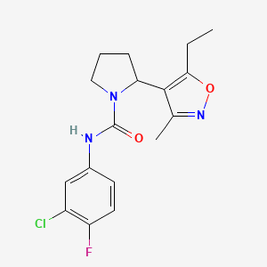 molecular formula C17H19ClFN3O2 B6100888 N-(3-chloro-4-fluorophenyl)-2-(5-ethyl-3-methyl-1,2-oxazol-4-yl)pyrrolidine-1-carboxamide 