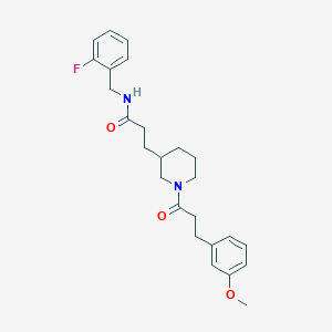 molecular formula C25H31FN2O3 B6100950 N-(2-fluorobenzyl)-3-{1-[3-(3-methoxyphenyl)propanoyl]-3-piperidinyl}propanamide 