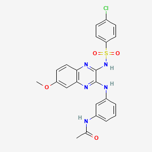 molecular formula C23H20ClN5O4S B6101041 N-{3-[(3-{[(4-chlorophenyl)sulfonyl]amino}-7-methoxy-2-quinoxalinyl)amino]phenyl}acetamide 