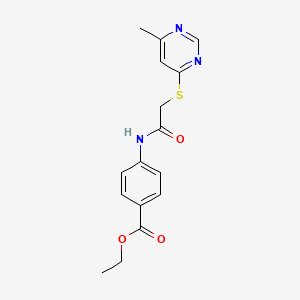 molecular formula C16H17N3O3S B6101044 ethyl 4-({[(6-methylpyrimidin-4-yl)thio]acetyl}amino)benzoate 