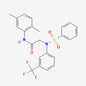 molecular formula C23H21F3N2O3S B6101045 N~1~-(2,5-dimethylphenyl)-N~2~-(phenylsulfonyl)-N~2~-[3-(trifluoromethyl)phenyl]glycinamide 