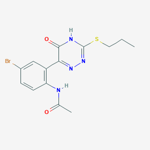 molecular formula C14H15BrN4O2S B6101107 N-{4-bromo-2-[5-hydroxy-3-(propylthio)-1,2,4-triazin-6-yl]phenyl}acetamide 