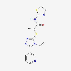 molecular formula C15H18N6OS2 B6101228 N-(4,5-dihydro-1,3-thiazol-2-yl)-2-[(4-ethyl-5-pyridin-3-yl-1,2,4-triazol-3-yl)sulfanyl]propanamide 