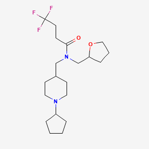 molecular formula C20H33F3N2O2 B6101267 N-[(1-cyclopentyl-4-piperidinyl)methyl]-4,4,4-trifluoro-N-(tetrahydro-2-furanylmethyl)butanamide 