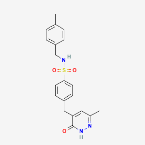 molecular formula C20H21N3O3S B6101369 N-(4-methylbenzyl)-4-[(6-methyl-3-oxo-2,3-dihydropyridazin-4-yl)methyl]benzenesulfonamide 