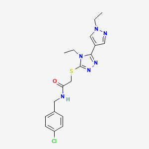molecular formula C18H21ClN6OS B6101409 N-(4-chlorobenzyl)-2-{[4-ethyl-5-(1-ethyl-1H-pyrazol-4-yl)-4H-1,2,4-triazol-3-yl]sulfanyl}acetamide 