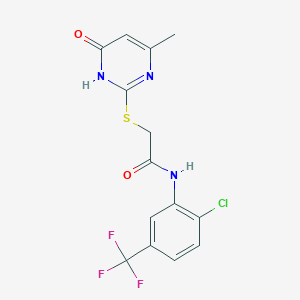 molecular formula C14H11ClF3N3O2S B6101433 N~1~-[2-CHLORO-5-(TRIFLUOROMETHYL)PHENYL]-2-[(4-HYDROXY-6-METHYL-2-PYRIMIDINYL)SULFANYL]ACETAMIDE 