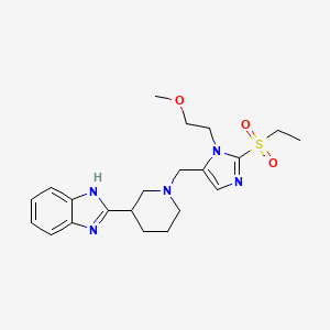 molecular formula C21H29N5O3S B6101488 2-[1-[[2-ethylsulfonyl-3-(2-methoxyethyl)imidazol-4-yl]methyl]piperidin-3-yl]-1H-benzimidazole 