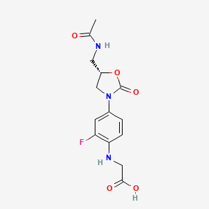 Glycine, N-(4-((5S)-5-((acetylamino)methyl)-2-oxo-3-oxazolidinyl)-2-fluorophenyl)-
