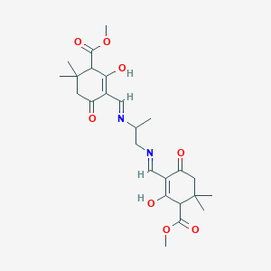 molecular formula C25H34N2O8 B6101899 Methyl 2-hydroxy-3-[2-[(2-hydroxy-3-methoxycarbonyl-4,4-dimethyl-6-oxocyclohexen-1-yl)methylideneamino]propyliminomethyl]-6,6-dimethyl-4-oxocyclohex-2-ene-1-carboxylate 