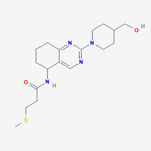 molecular formula C18H28N4O2S B6101956 N-{2-[4-(hydroxymethyl)-1-piperidinyl]-5,6,7,8-tetrahydro-5-quinazolinyl}-3-(methylthio)propanamide 