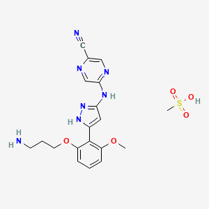 molecular formula C19H23N7O5S B610197 Prexasertib mesylate anhydrous CAS No. 1234015-55-4