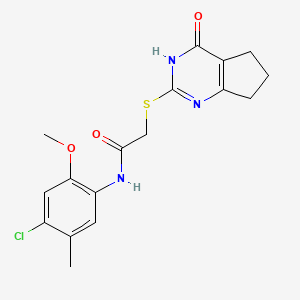 molecular formula C17H18ClN3O3S B6101977 N-(4-chloro-2-methoxy-5-methylphenyl)-2-[(4-oxo-4,5,6,7-tetrahydro-3H-cyclopenta[d]pyrimidin-2-yl)thio]acetamide 