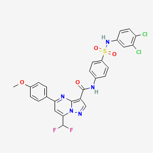 molecular formula C27H19Cl2F2N5O4S B6101979 N-{4-[(3,4-dichloroanilino)sulfonyl]phenyl}-7-(difluoromethyl)-5-(4-methoxyphenyl)pyrazolo[1,5-a]pyrimidine-3-carboxamide 
