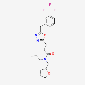 molecular formula C21H26F3N3O3 B6101990 N-propyl-N-(tetrahydro-2-furanylmethyl)-3-{5-[3-(trifluoromethyl)benzyl]-1,3,4-oxadiazol-2-yl}propanamide 