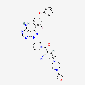 molecular formula C36H40FN9O3 B610202 (S,E)-2-(3-(4-氨基-3-(2-氟-4-苯氧基苯基)-1H-吡唑并[3,4-d]嘧啶-1-基)哌啶-1-羰基)-4-甲基-4-(4-(氧杂环-3-基)哌嗪-1-基)戊-2-烯腈 CAS No. 1575596-77-8