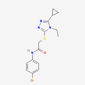 molecular formula C15H17BrN4OS B6102065 N-(4-bromophenyl)-2-[(5-cyclopropyl-4-ethyl-4H-1,2,4-triazol-3-yl)sulfanyl]acetamide 