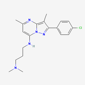 molecular formula C19H24ClN5 B6102171 N'-[2-(4-chlorophenyl)-3,5-dimethylpyrazolo[1,5-a]pyrimidin-7-yl]-N,N-dimethylpropane-1,3-diamine 