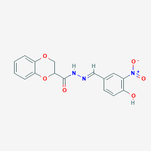 molecular formula C16H13N3O6 B6102263 N'-[(E)-(4-hydroxy-3-nitrophenyl)methylidene]-2,3-dihydro-1,4-benzodioxine-2-carbohydrazide 