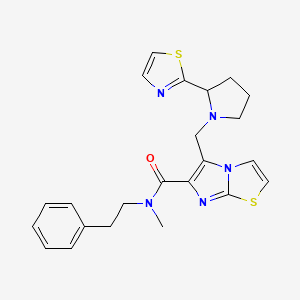 molecular formula C23H25N5OS2 B6102267 N-methyl-N-(2-phenylethyl)-5-{[2-(1,3-thiazol-2-yl)-1-pyrrolidinyl]methyl}imidazo[2,1-b][1,3]thiazole-6-carboxamide 