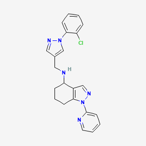 molecular formula C22H21ClN6 B6102293 N-{[1-(2-chlorophenyl)-1H-pyrazol-4-yl]methyl}-1-(2-pyridinyl)-4,5,6,7-tetrahydro-1H-indazol-4-amine 