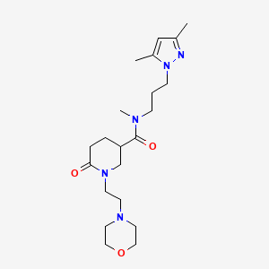 molecular formula C21H35N5O3 B6102328 N-[3-(3,5-dimethyl-1H-pyrazol-1-yl)propyl]-N-methyl-1-[2-(4-morpholinyl)ethyl]-6-oxo-3-piperidinecarboxamide 