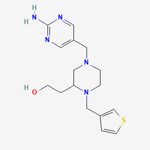 molecular formula C16H23N5OS B6102500 2-[4-[(2-Aminopyrimidin-5-yl)methyl]-1-(thiophen-3-ylmethyl)piperazin-2-yl]ethanol 