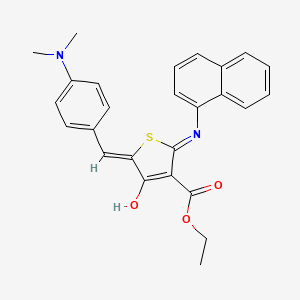 molecular formula C26H24N2O3S B6102512 ETHYL (5Z)-5-{[4-(DIMETHYLAMINO)PHENYL]METHYLIDENE}-2-[(NAPHTHALEN-1-YL)AMINO]-4-OXO-4,5-DIHYDROTHIOPHENE-3-CARBOXYLATE 
