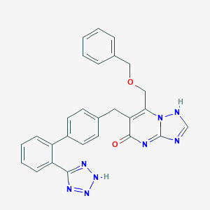 molecular formula C27H22N8O2 B061026 (1,2,4)Triazolo(1,5-a)pyrimidin-5(1H)-one, 7-((phenylmethoxy)methyl)-6-((2'-(1H-tetrazol-5-yl)(1,1'-biphenyl)-4-yl)methyl)- CAS No. 168152-93-0