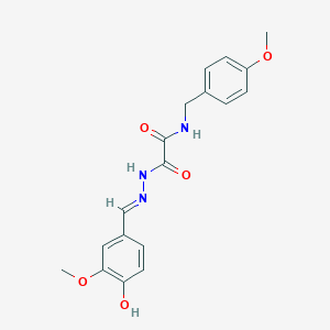 molecular formula C18H19N3O5 B6102627 N'-[(E)-(4-hydroxy-3-methoxyphenyl)methylideneamino]-N-[(4-methoxyphenyl)methyl]oxamide 