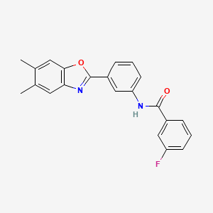 molecular formula C22H17FN2O2 B6102822 N-[3-(5,6-dimethyl-1,3-benzoxazol-2-yl)phenyl]-3-fluorobenzamide 