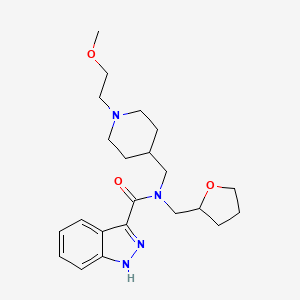 molecular formula C22H32N4O3 B6102932 N-{[1-(2-methoxyethyl)-4-piperidinyl]methyl}-N-(tetrahydro-2-furanylmethyl)-1H-indazole-3-carboxamide 