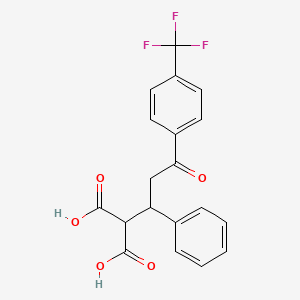 molecular formula C19H15F3O5 B610294 2-[3-Oxo-1-phenyl-3-[4-(trifluoromethyl)phenyl]propyl]-propanedioic acid CAS No. 1221962-86-2