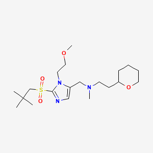 molecular formula C20H37N3O4S B6102990 N-[[2-(2,2-dimethylpropylsulfonyl)-3-(2-methoxyethyl)imidazol-4-yl]methyl]-N-methyl-2-(oxan-2-yl)ethanamine 